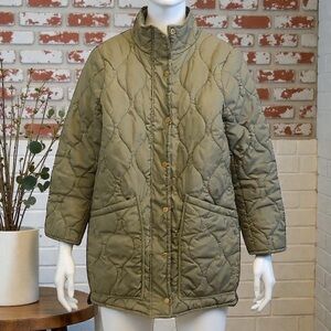 J. Crew Sage Green Quilted Puffer Cocoon Jacket